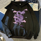 Sudadera con capucha cálida para hombre - Estampado de dragón, poliéster, estilo casual