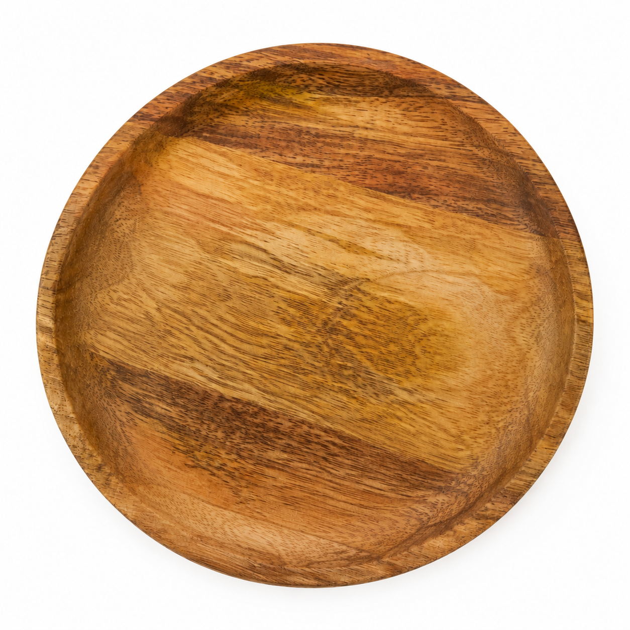 Plato de acacia en una mesa de comedor
