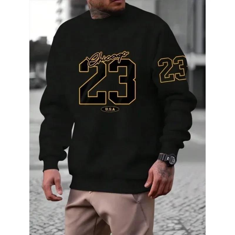 Sudadera cálida para hombre – Cuello redondo relajado, felpa, estilo casual