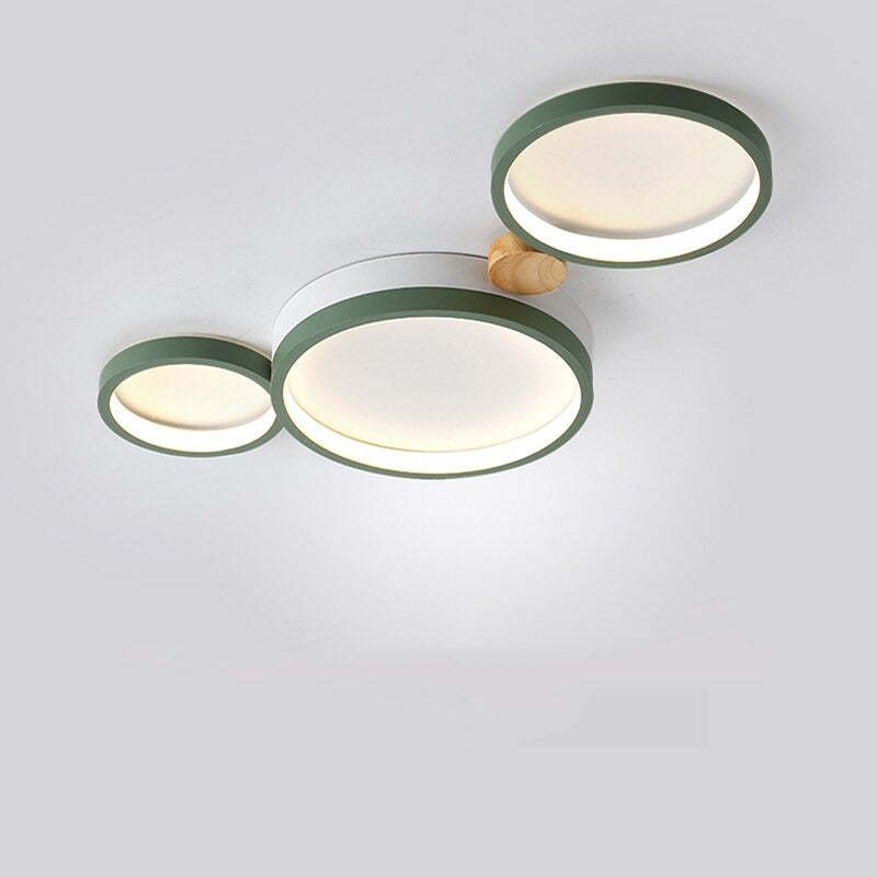 Lámpara de techo LED moderna | Diseño de triple anillo de metal gris