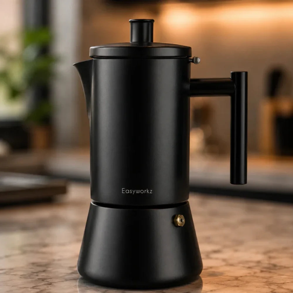 Percolador de café expreso RVS negro 200-500 ml Cafetera compatible con cafetera italiana Mokka Pot Thuis Kantoor