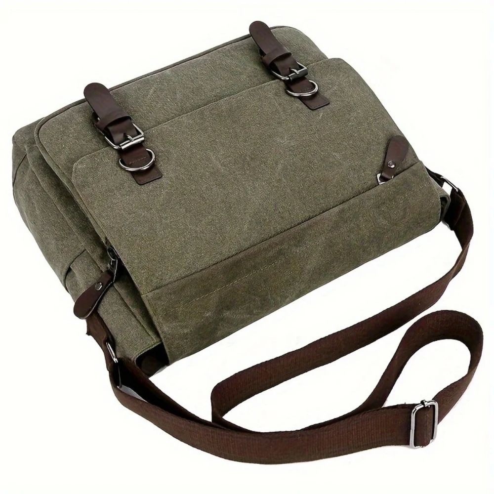 Bolso bandolera tipo mensajero de lona para hombre