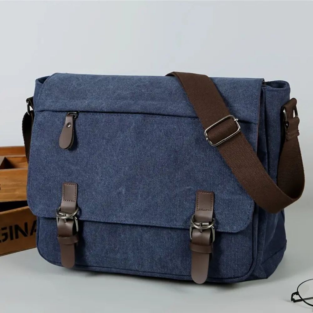 Bolso bandolera tipo mensajero de lona para hombre