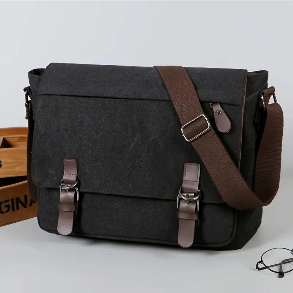 Bolso bandolera tipo mensajero de lona para hombre