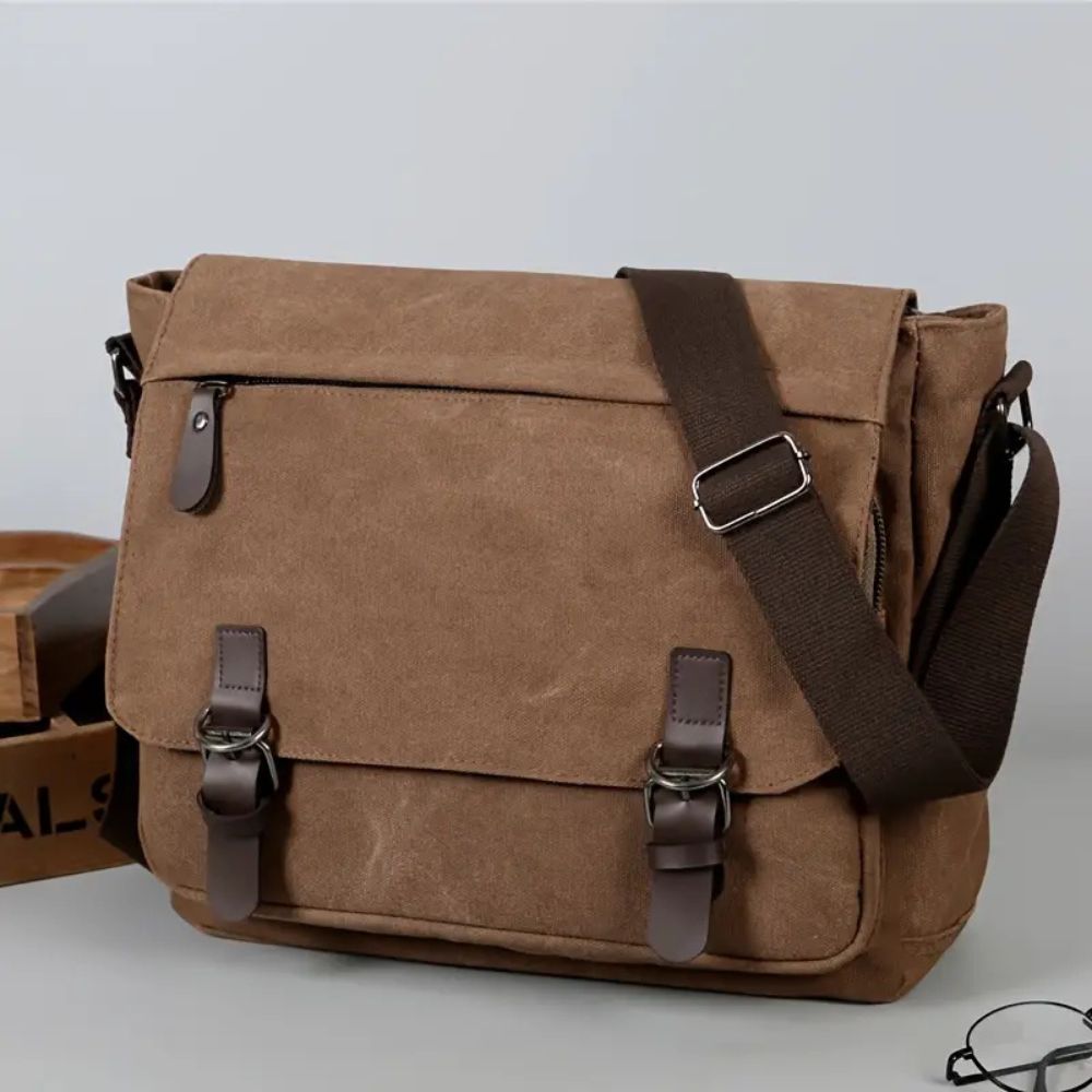 Bolso bandolera tipo mensajero de lona para hombre