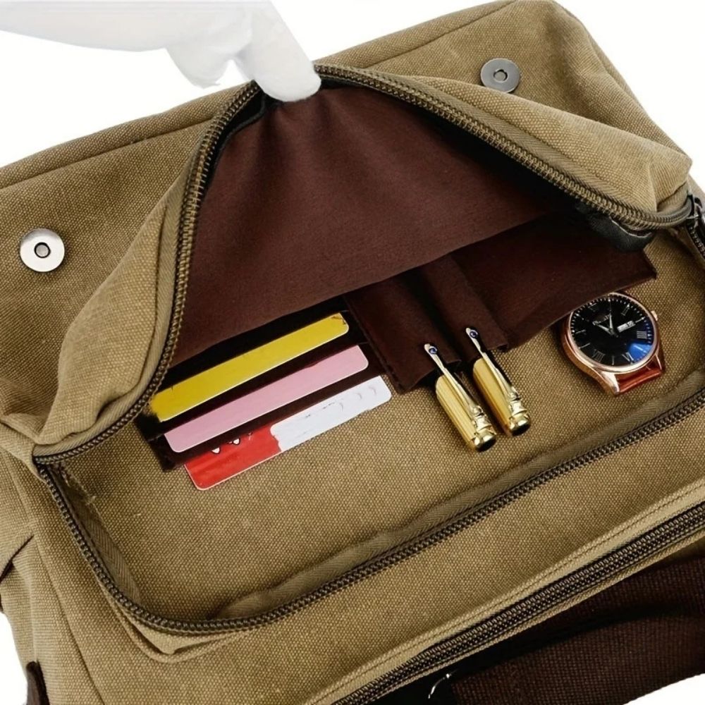 Bolso bandolera tipo mensajero de lona para hombre