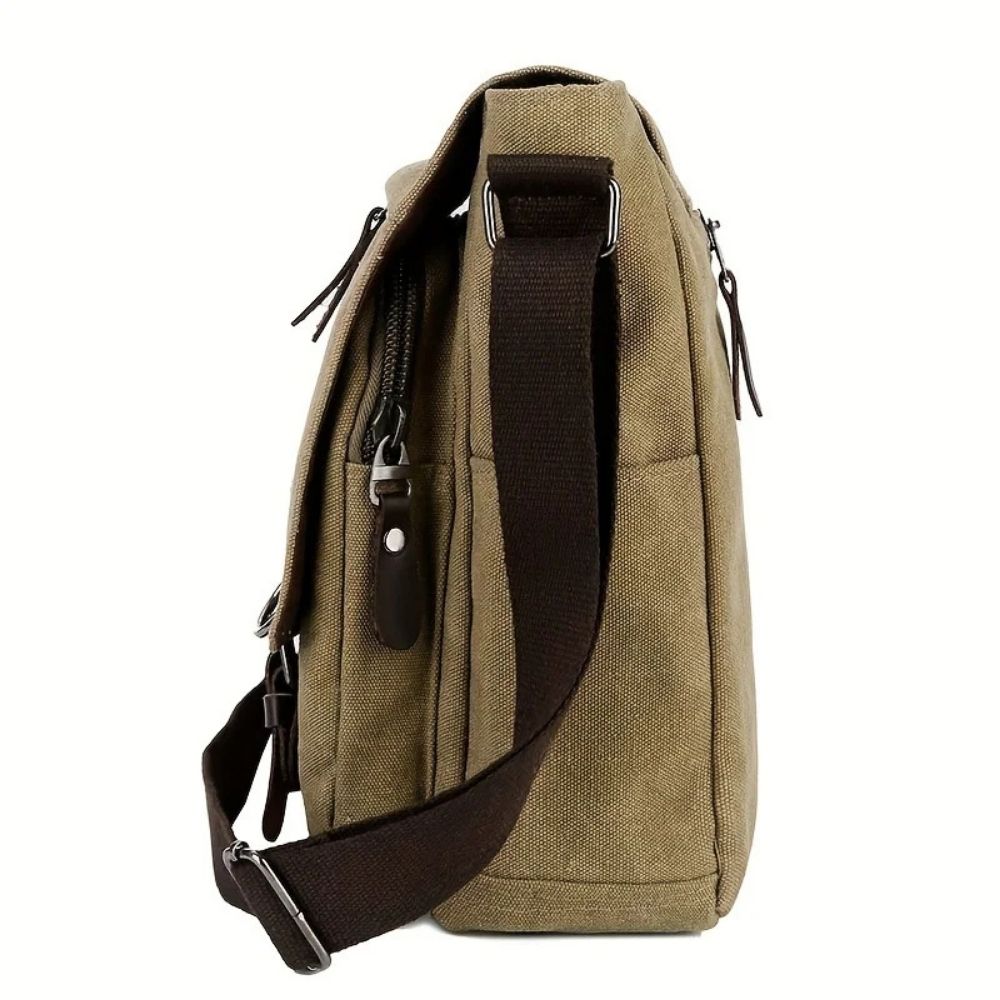 Bolso bandolera tipo mensajero de lona para hombre