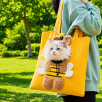 Bolso transportín para gatos con la cabeza al exterior para paseos y visitas al veterinario - Bolsa ligera de lona para 