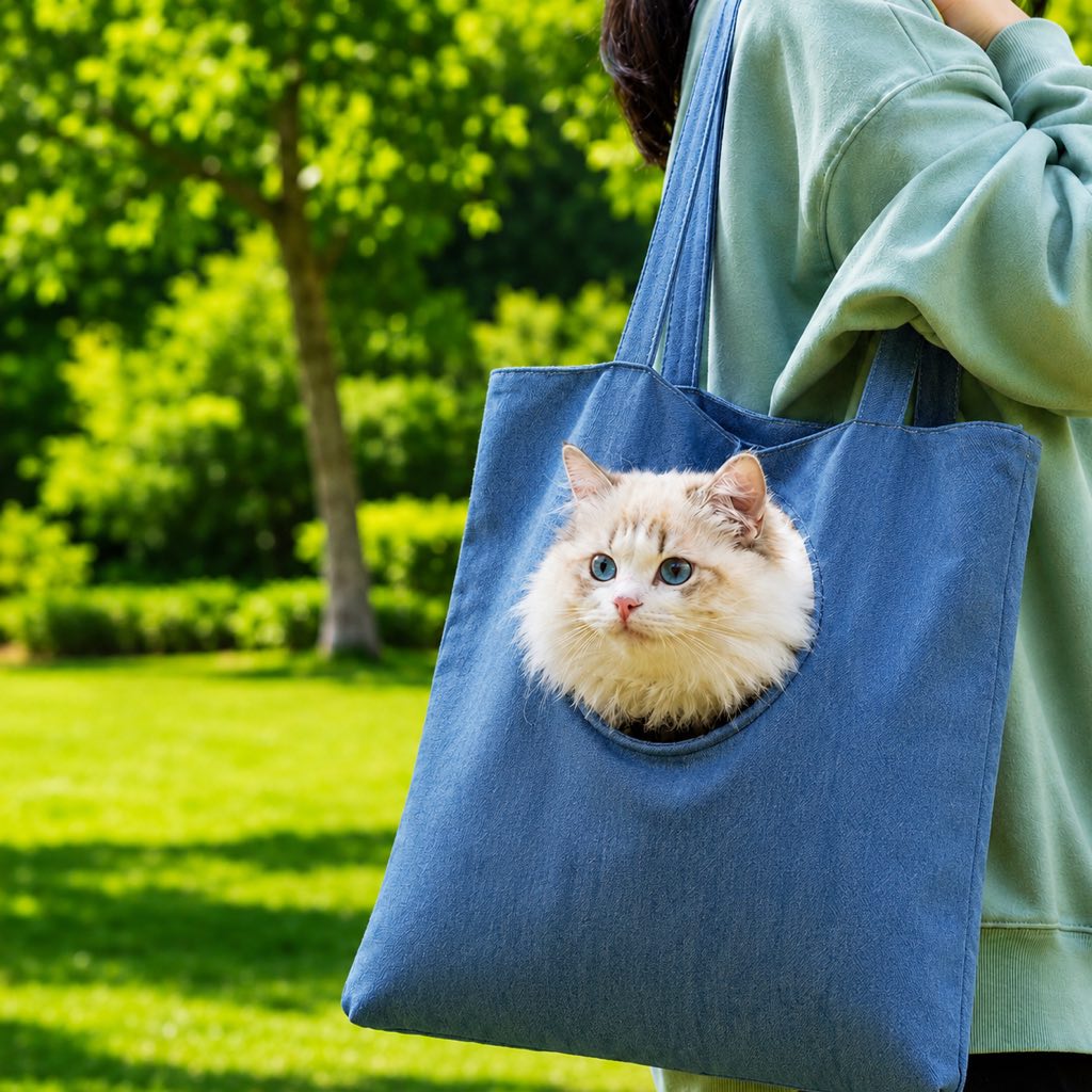 Bolso transportín para gatos con la cabeza al exterior para paseos y visitas al veterinario - Bolsa ligera de lona para 