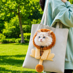 Bolso transportín para gatos con la cabeza al exterior para paseos y visitas al veterinario - Bolsa ligera de lona para 
