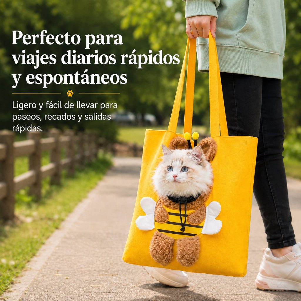 Bolso transportín para gatos con la cabeza al exterior para paseos y visitas al veterinario - Bolsa ligera de lona para 