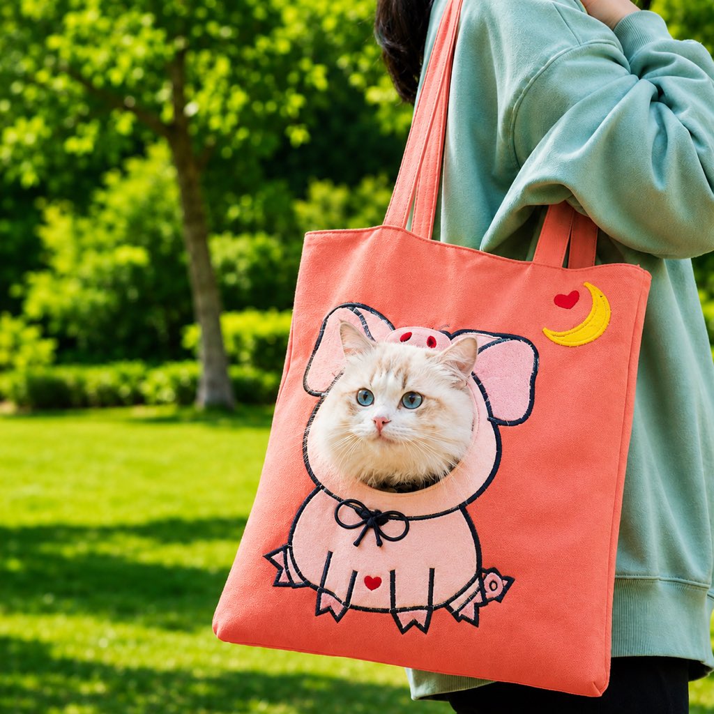Bolso transportín para gatos con la cabeza al exterior para paseos y visitas al veterinario - Bolsa ligera de lona para 