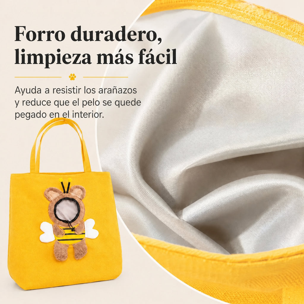 Bolso transportín para gatos con la cabeza al exterior para paseos y visitas al veterinario - Bolsa ligera de lona para 
