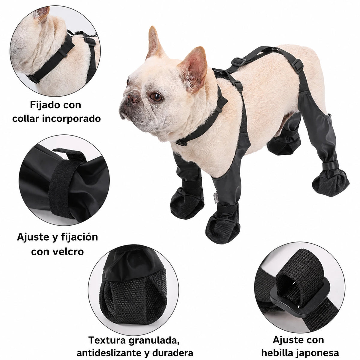 Botas ajustables antideslizantes para perros con protección para todo tipo de clima