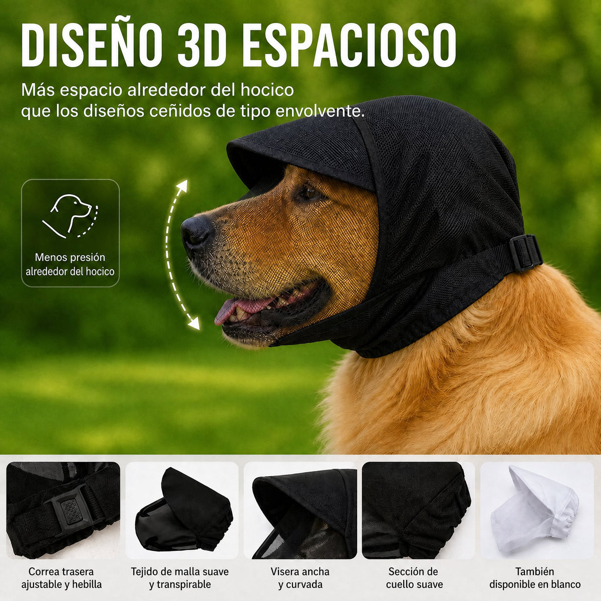 Bozal para perro transpirable anti-hurgar de para paseos - Capucha de malla que ayuda a bloquear restos de comida y basu