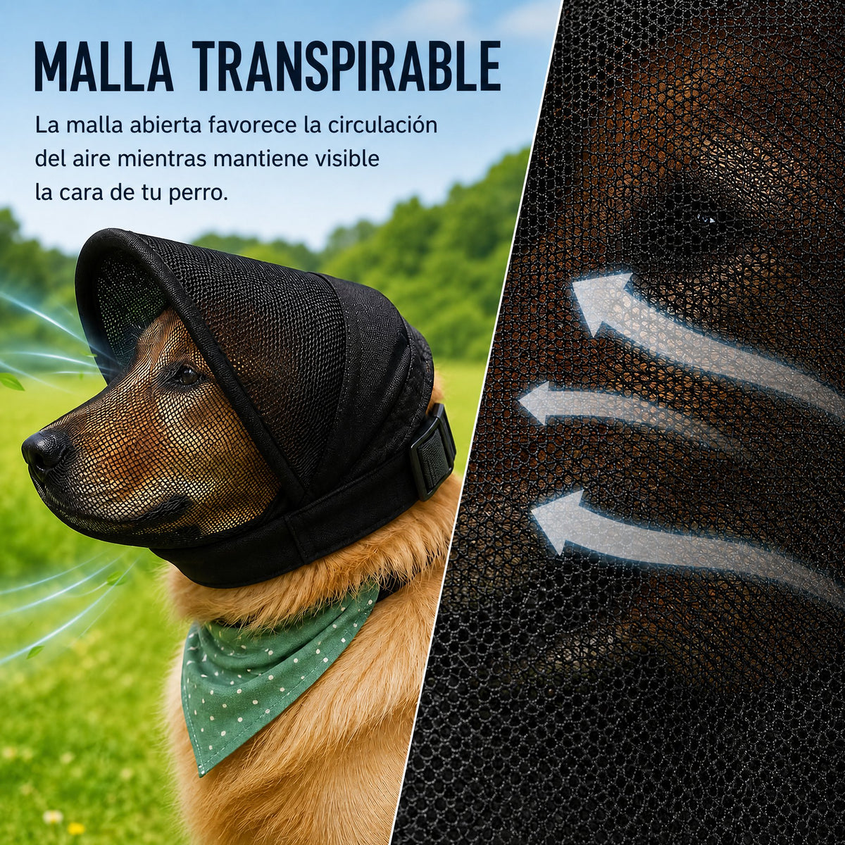 Bozal para perro transpirable anti-hurgar de para paseos - Capucha de malla que ayuda a bloquear restos de comida y basu