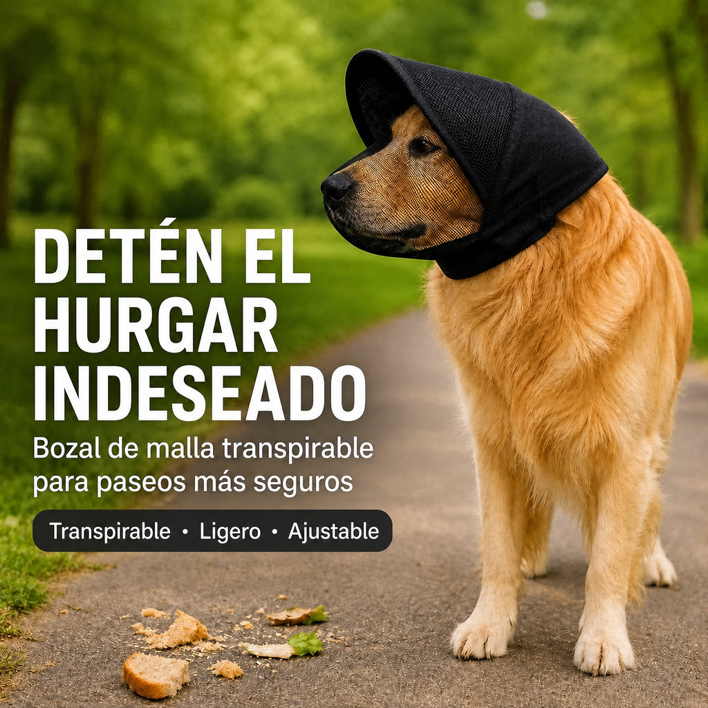 Bozal para perro transpirable anti-hurgar de para paseos - Capucha de malla que ayuda a bloquear restos de comida y basu