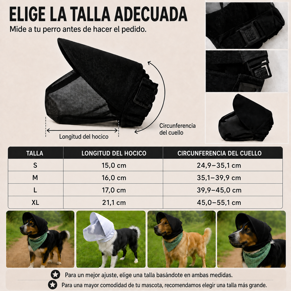 Bozal para perro transpirable anti-hurgar de para paseos - Capucha de malla que ayuda a bloquear restos de comida y basu
