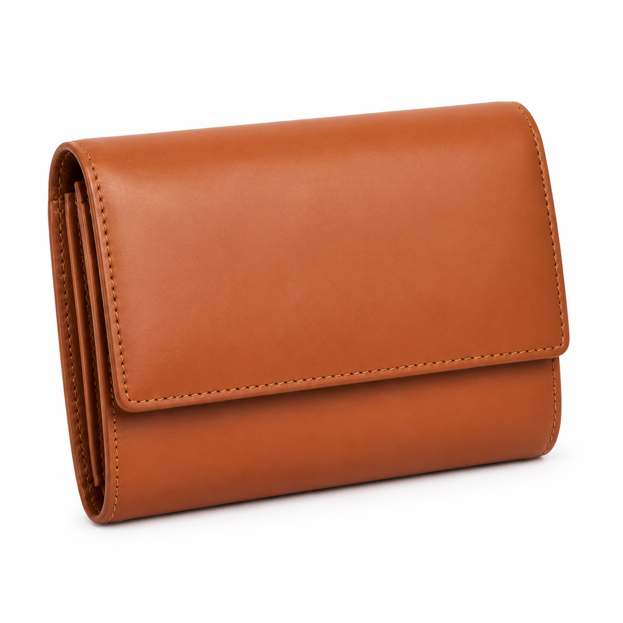 Cartera de cuero marrón vista frontal