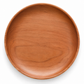 Plato redondo de madera con acabado natural