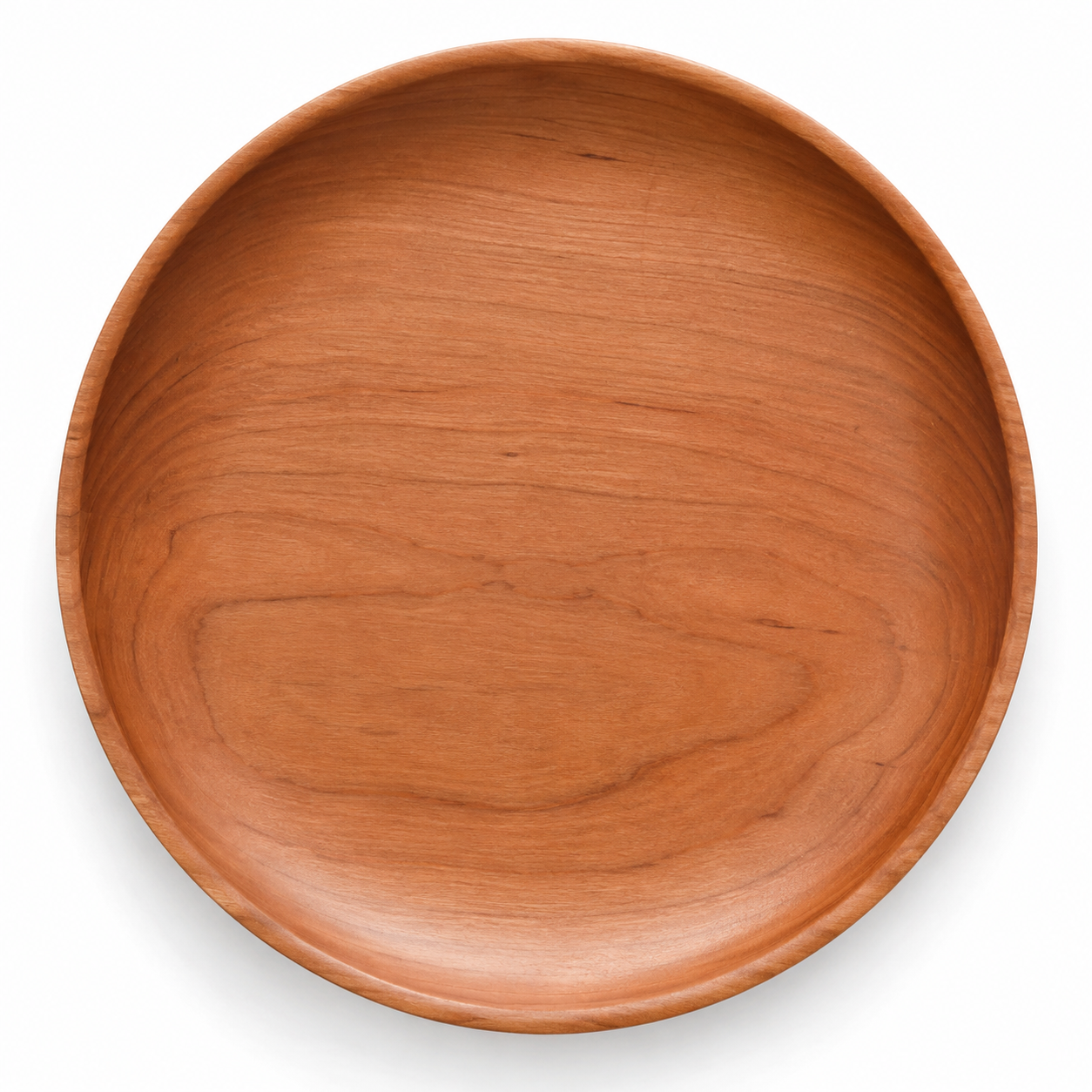 Plato redondo de madera con acabado natural