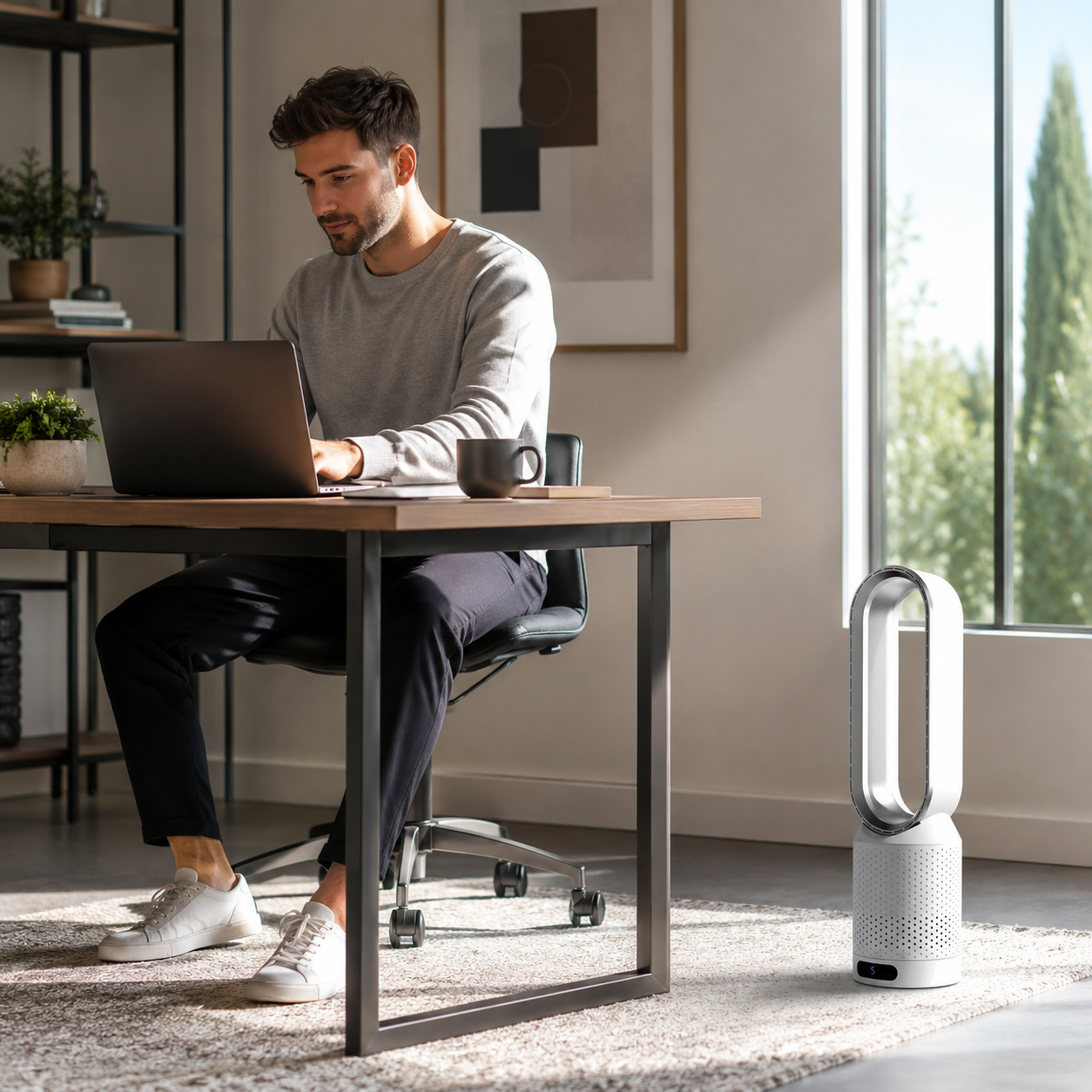 Enfriador de aire 3 en 1 con purificador, oscilación y panel LED táctil AirPure