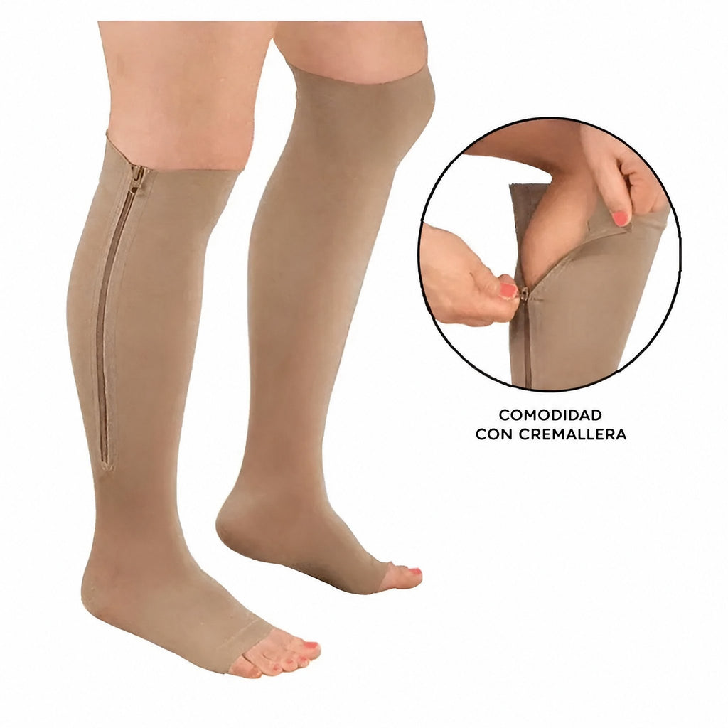 Calcetines de compresión con cremallera Medias de soporte 20-30 mmHg
