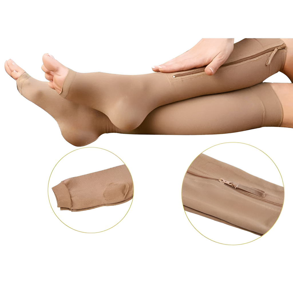 Calcetines de compresión con cremallera Medias de soporte 20-30 mmHg