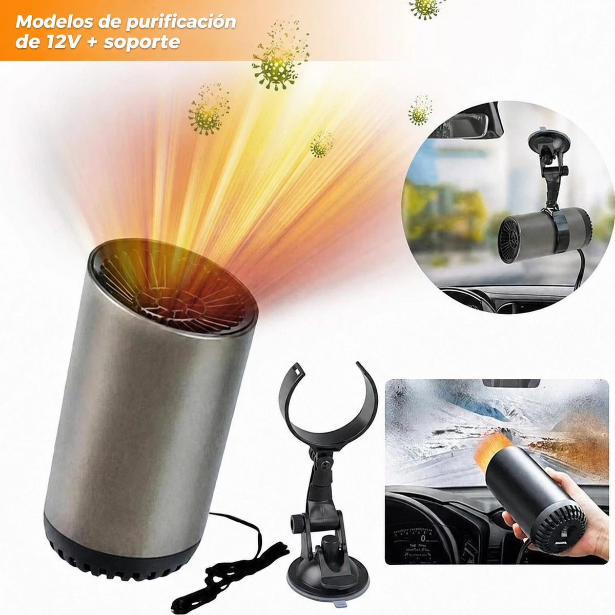 Calefactor para coche con descongelador y calentador rápido para portavasos