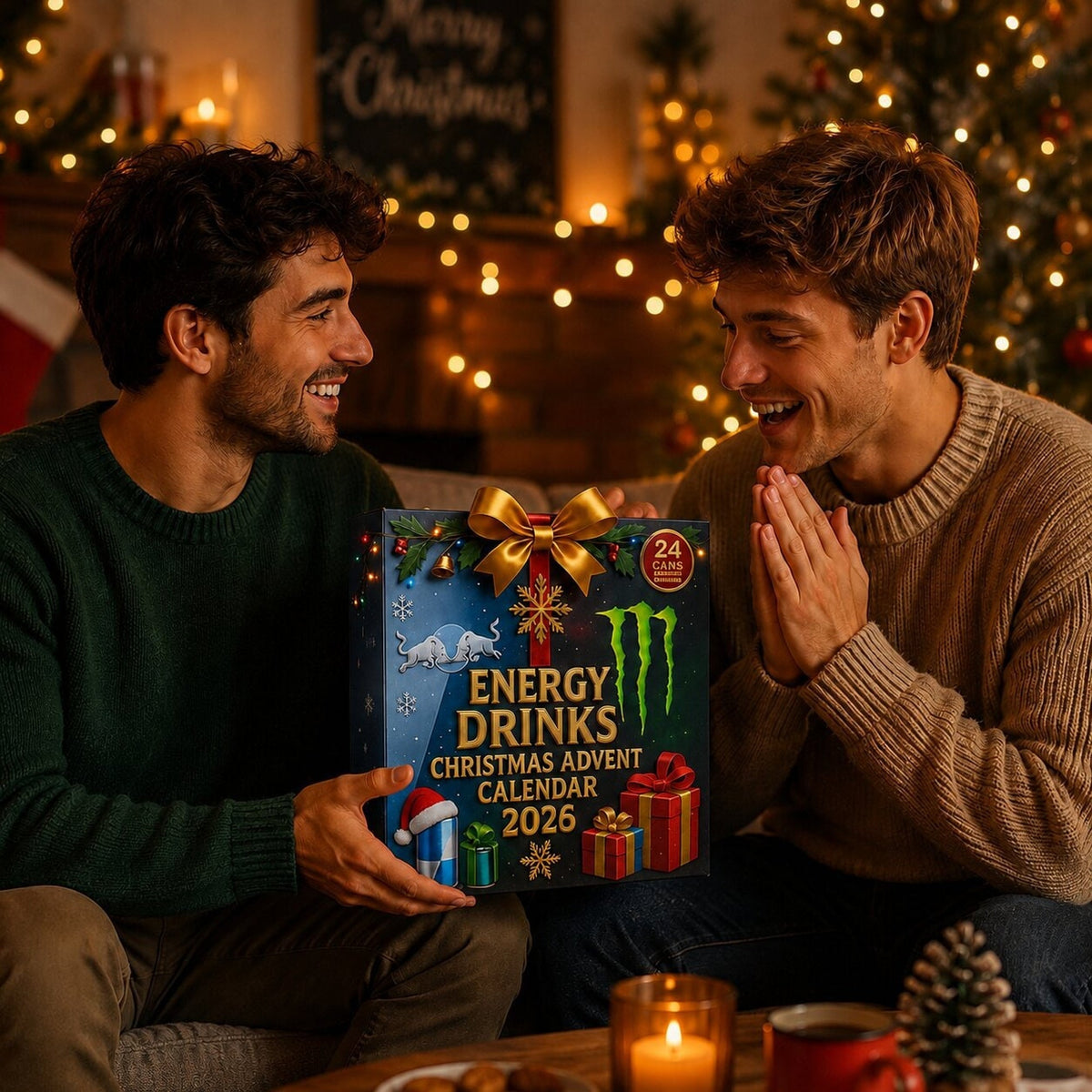 Calendario de Adviento Bebida Energética 24 Días Caja Cuenta Atrás de Navidad