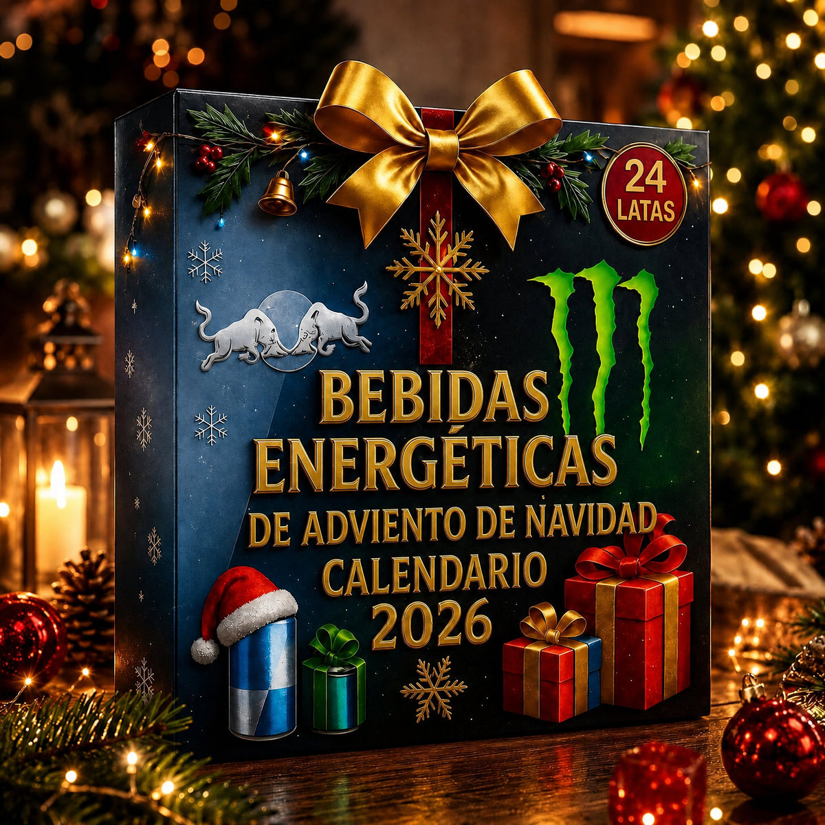 Calendario de Adviento Bebida Energética 24 Días Caja Cuenta Atrás de Navidad