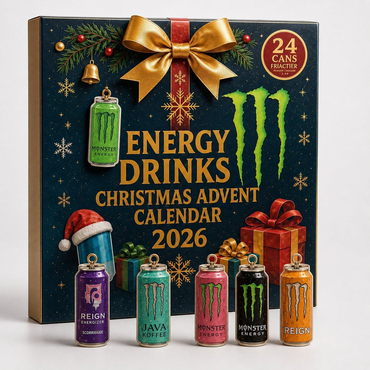 Calendario de Adviento Bebida Energética 24 Días Caja Cuenta Atrás de Navidad