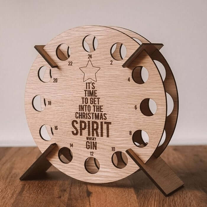 Calendario de Adviento navideño en forma de árbol | Soporte de madera para cerveza y vino | Reutilizable de madera de ab