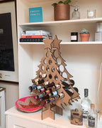 Calendario de Adviento navideño en forma de árbol | Soporte de madera para cerveza y vino | Reutilizable de madera de ab