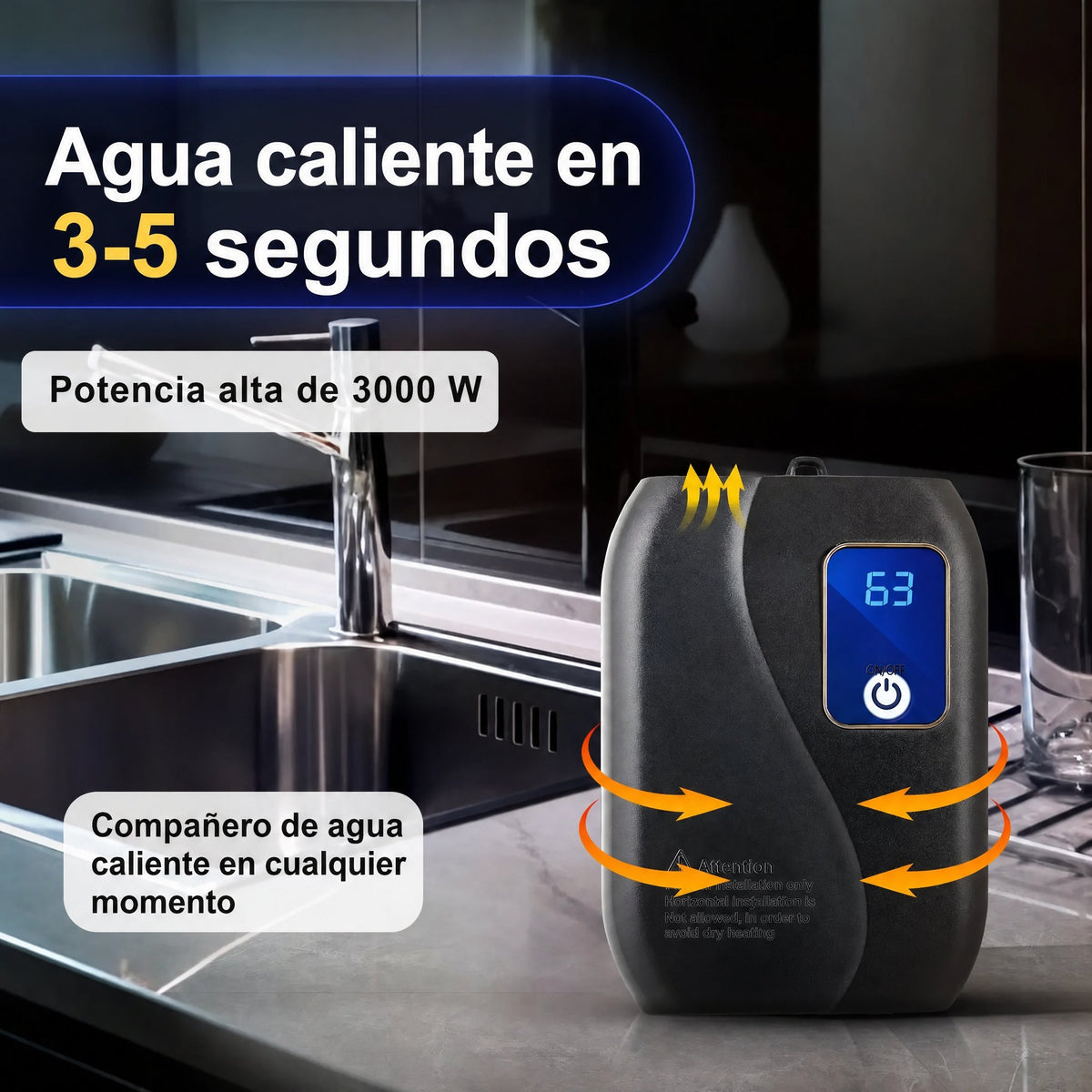 Calentador de agua instantáneo sin tanque