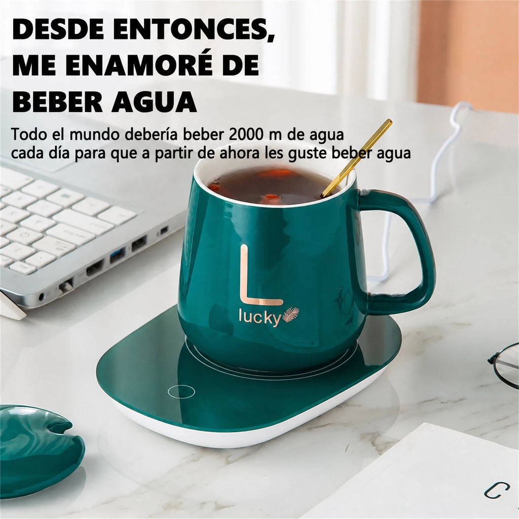 Calentador inteligente de taza de cerámica Posavasos calefactor Termostato eléctrico para calentar café Juego de taza pa