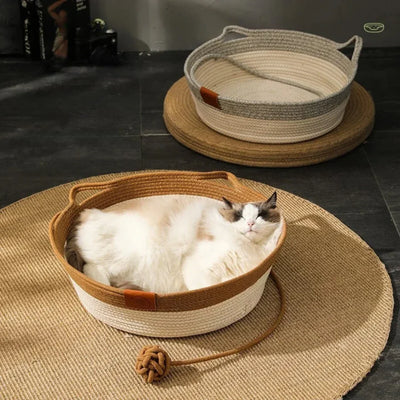 Cama para gato de cuerda de algodón tejida a mano – DreamNest