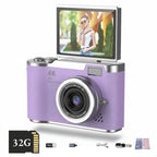 Cámara digital 4K con pantalla abatible 48 MP zoom 8X compacta para foto y vídeo