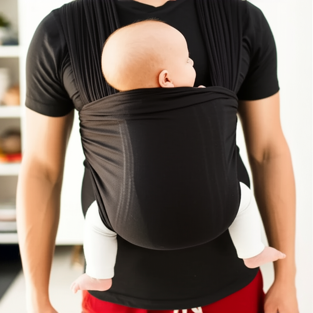 Camiseta de porteo con bolsa portabebés integrada y algodón elástico, lavable a máquina