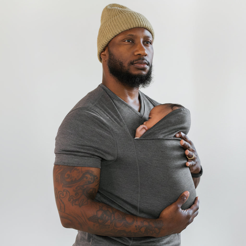 Camiseta de porteo con bolsa portabebés integrada y algodón elástico, lavable a máquina