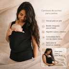 Camiseta de porteo con bolsa portabebés integrada y algodón elástico, lavable a máquina