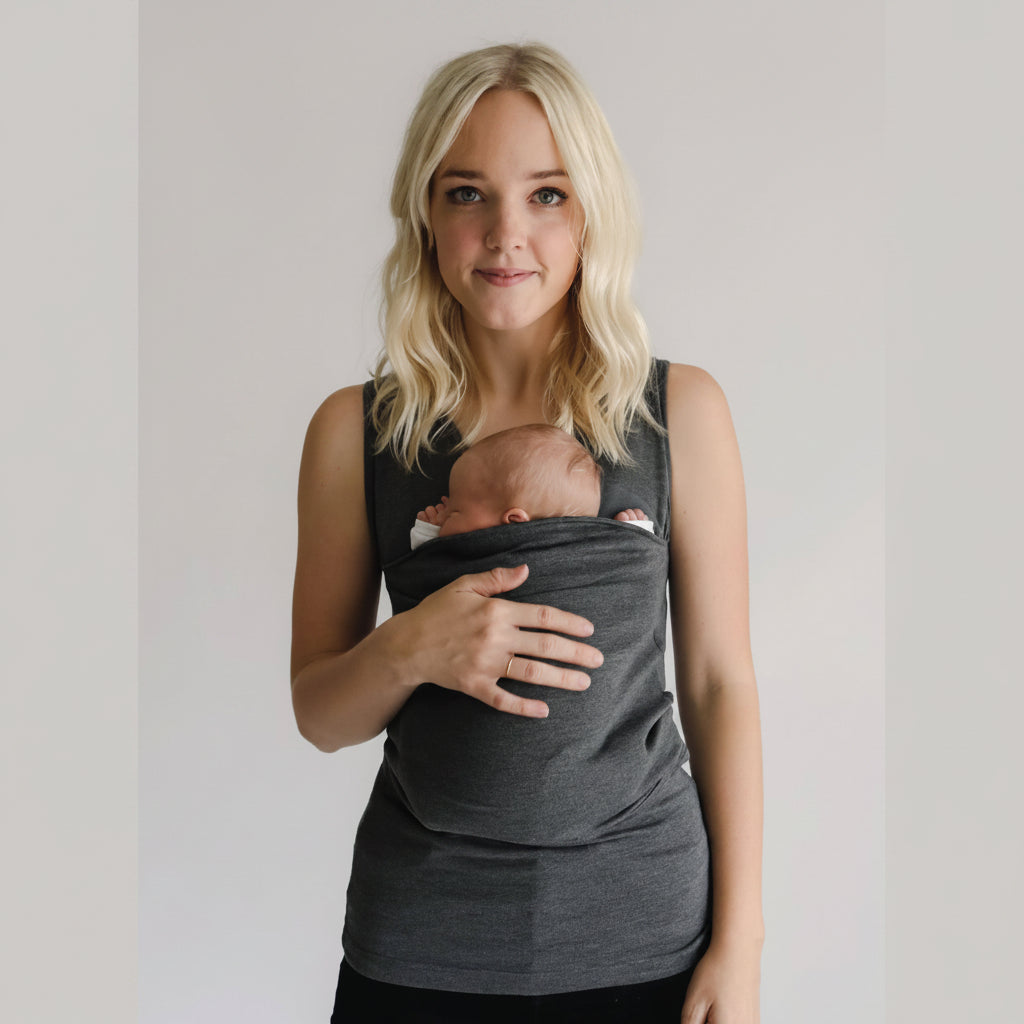 Camiseta de porteo con bolsa portabebés integrada y algodón elástico, lavable a máquina