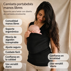 Camiseta portabebés tipo fular manos libres con diseño de camiseta envolvente para bebé