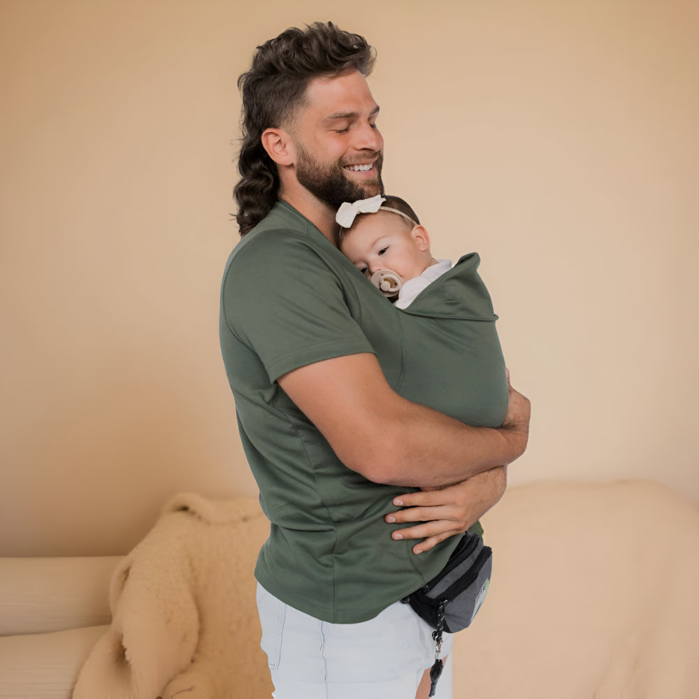 Camiseta portabebés tipo fular manos libres con diseño de camiseta envolvente para bebé
