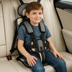 Silla de coche portátil con arnés de seguridad y elevador para niños