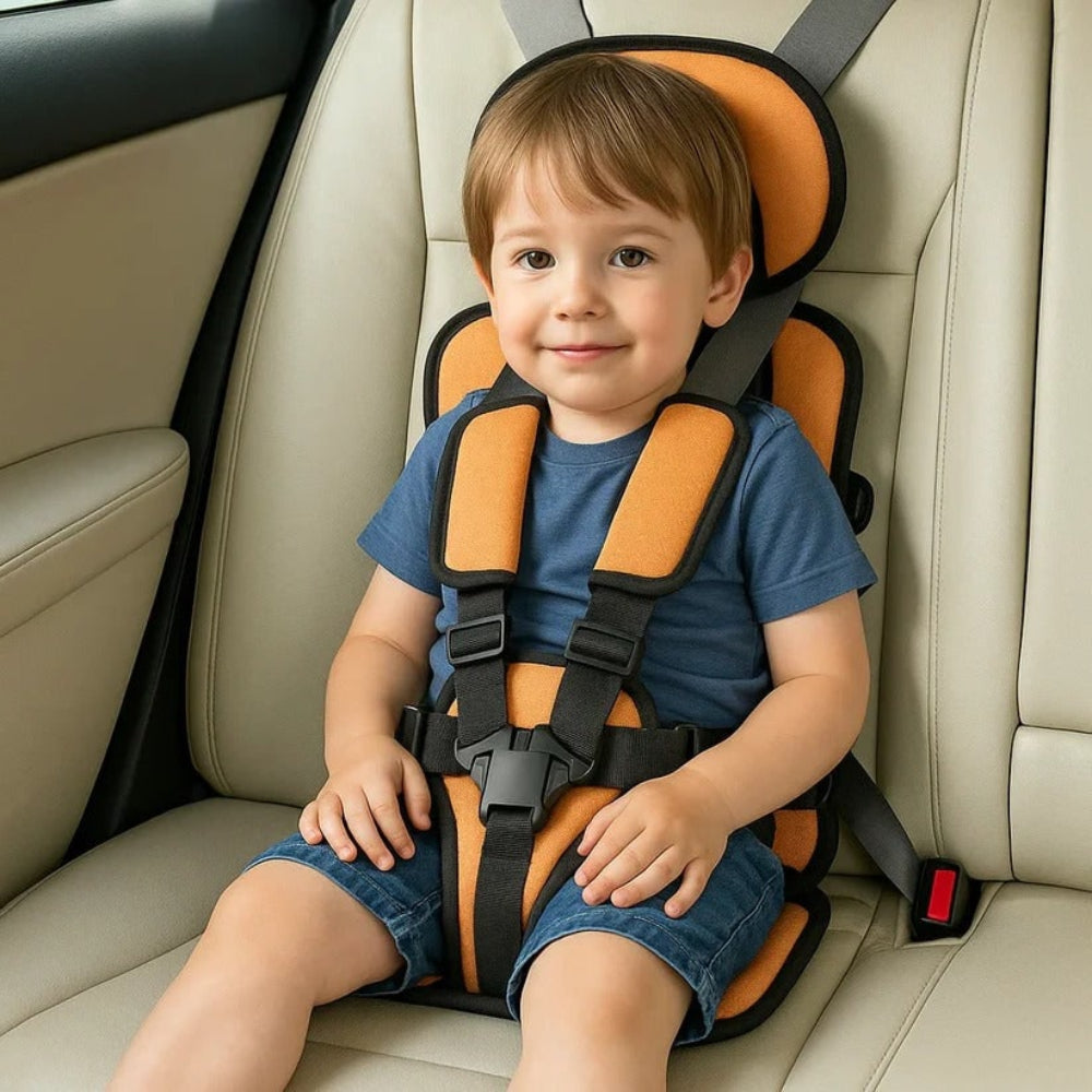 Silla de coche portátil con arnés de seguridad y elevador para niños