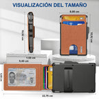 Cartera AirTag para hombre - con tarjetero emergente de aluminio, clip para billetes, cuero fino, ranuras para tarjetas 
