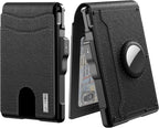 Cartera AirTag para hombre - con tarjetero emergente de aluminio, clip para billetes, cuero fino, ranuras para tarjetas 