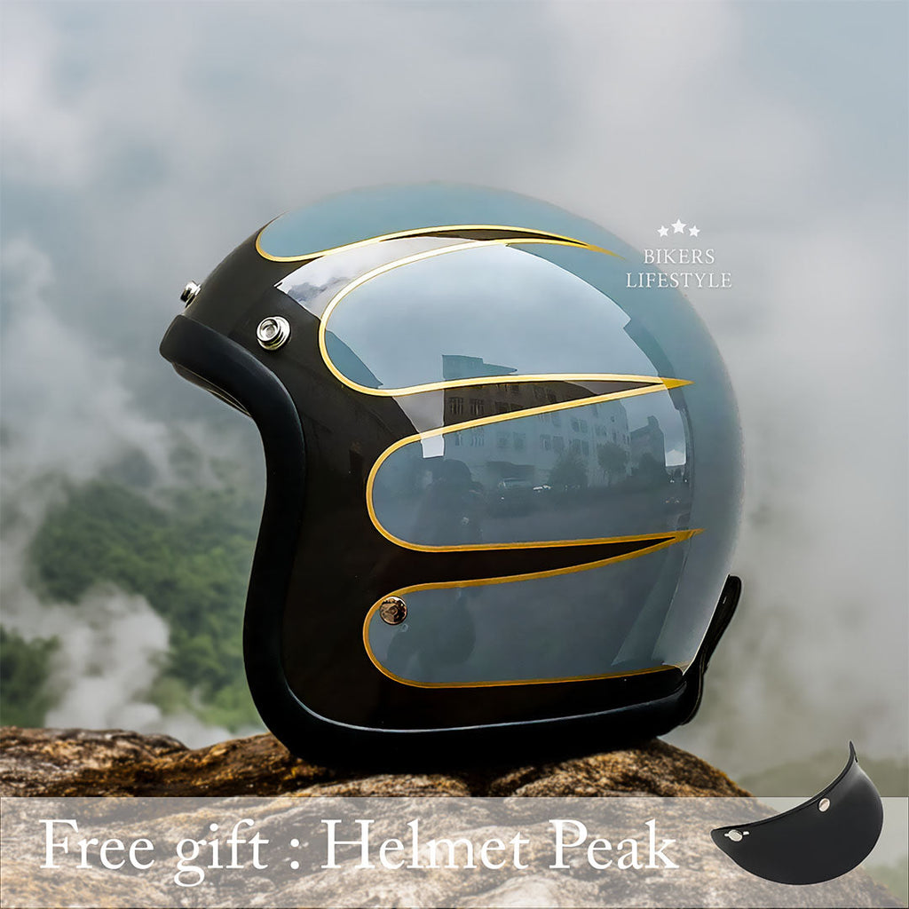 Casco de moto vintage de perfil bajo con certificación DOT y ECE