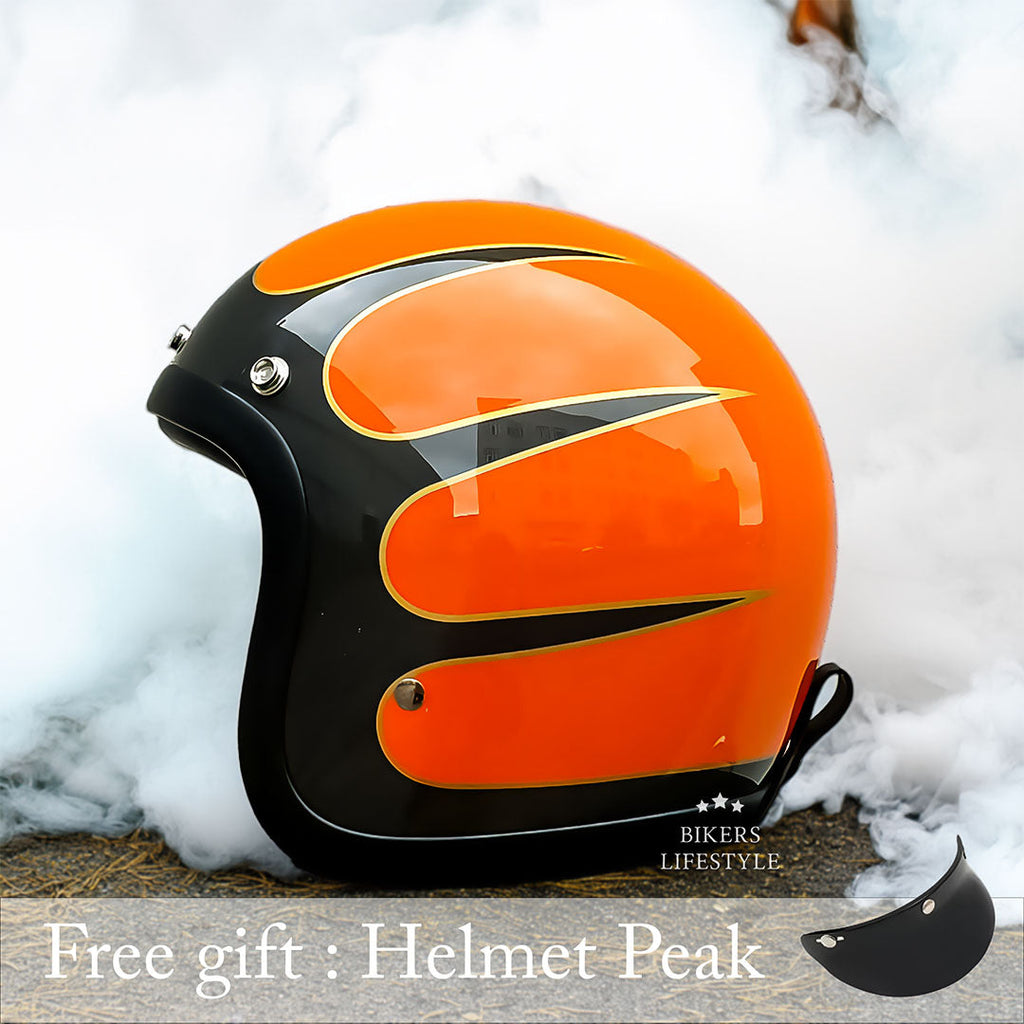 Casco de moto vintage de perfil bajo con certificación DOT y ECE